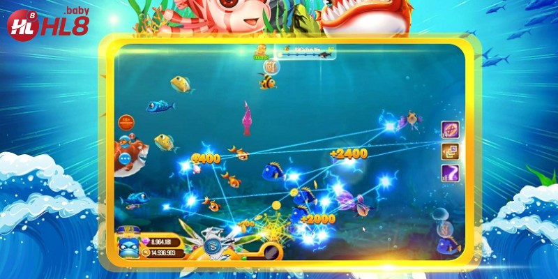 Hình ảnh minh họa trò chơi bắn cá với đồ họa sắc nét và hiệu ứng.